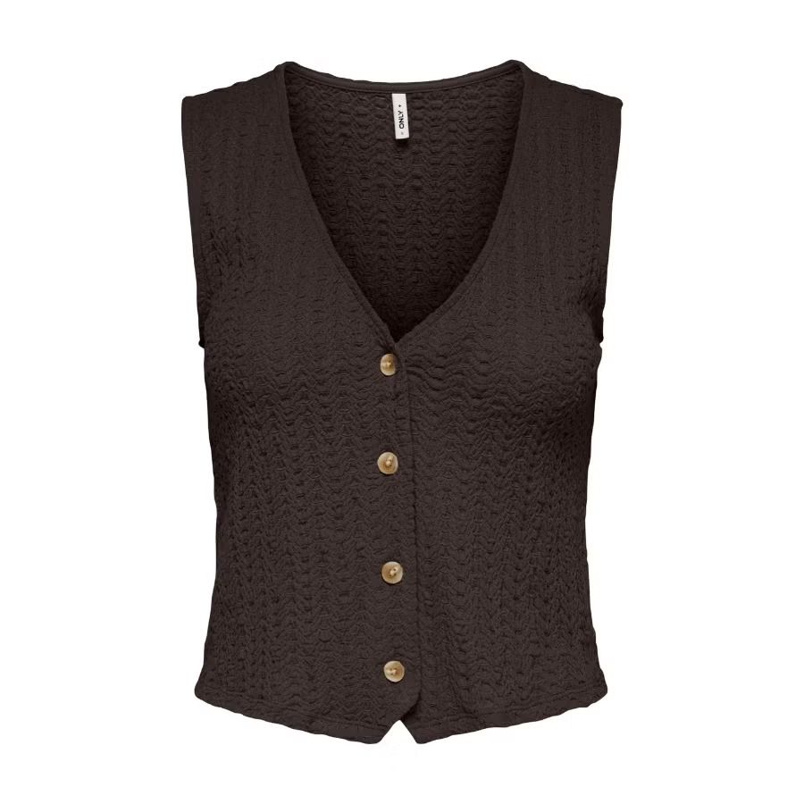Chaleco con botones de cuello V Only Chocolate