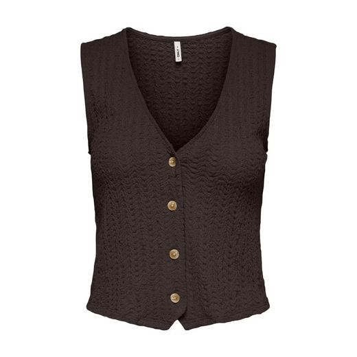 Chaleco con botones de cuello V Only Chocolate