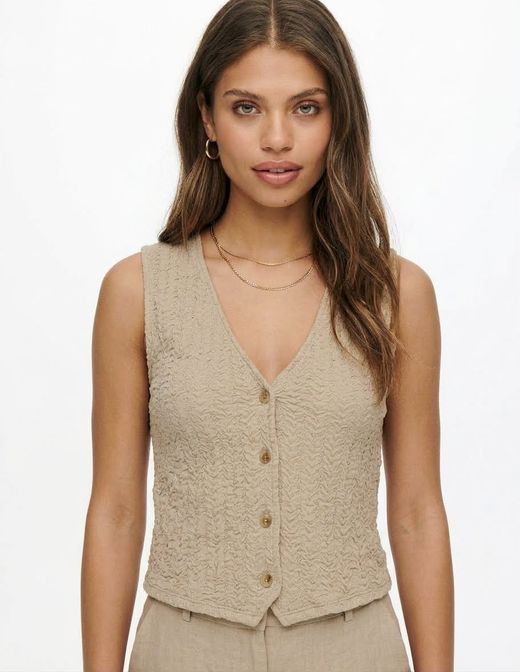 Chaleco con botones de cuello V Only Humus