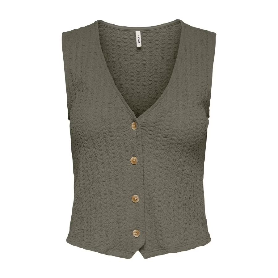 Chaleco con botones de cuello V Only Olive Night