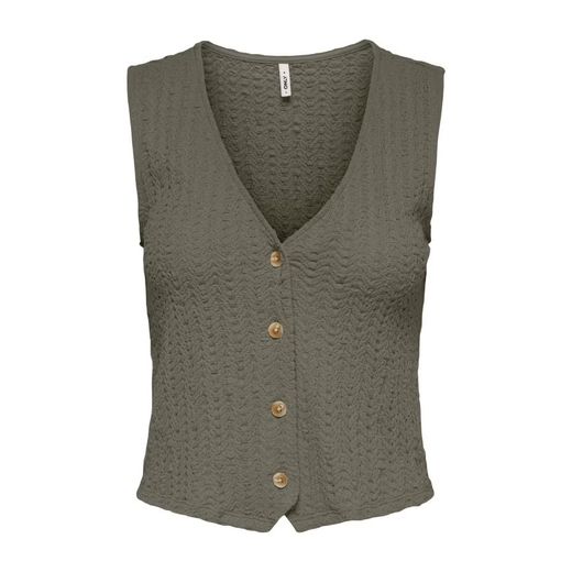 Chaleco con botones de cuello V Only Olive Night