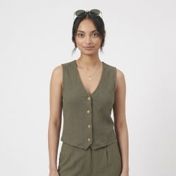 Chaleco con botones de cuello V Only Olive Night