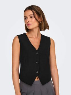Chaleco de traje en cuello en V Only Black