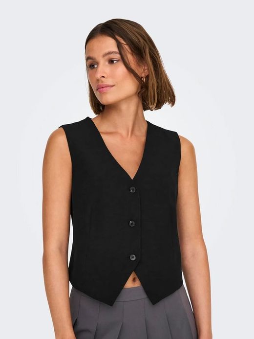 Chaleco de traje en cuello en V Only Black