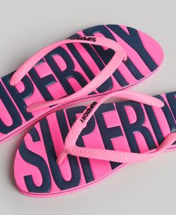 Chancla de dedo con letras branding grandes Superdry Fluro Pink Grit