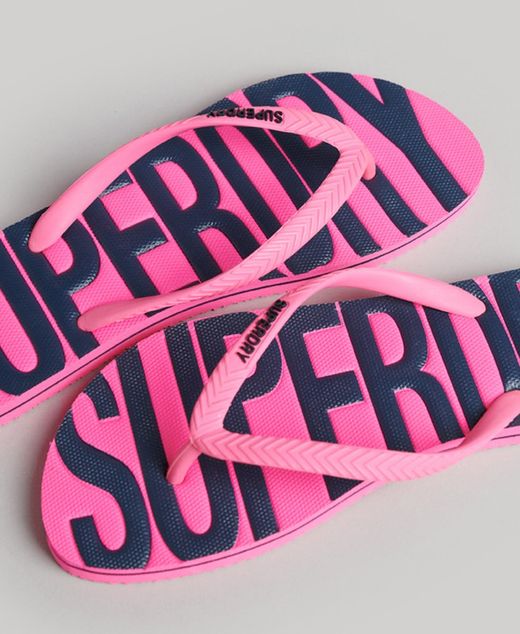 Chancla de dedo con letras branding grandes Superdry Fluro Pink Grit