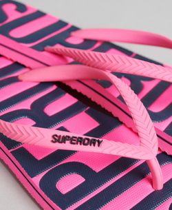Chancla de dedo con letras branding grandes Superdry Fluro Pink Grit