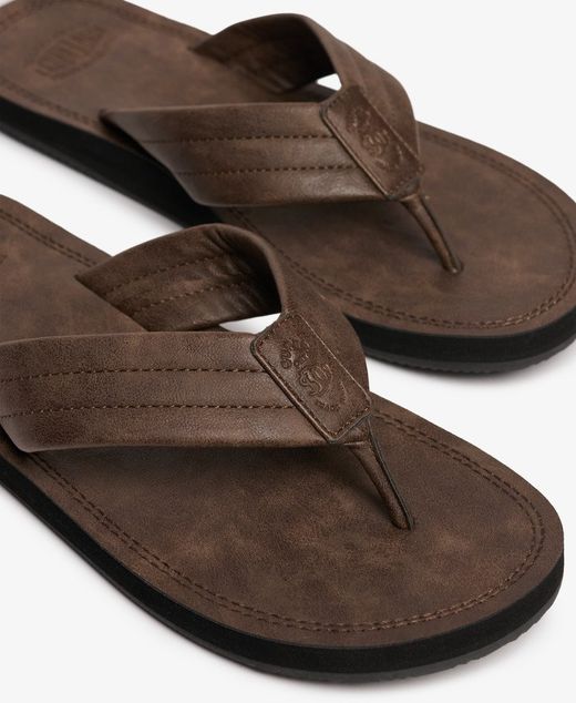 Chancla de dedo polipiel Superdry Brown