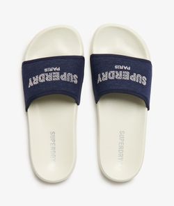 Chancla de pala con letras branding brillantes Superdry Off White