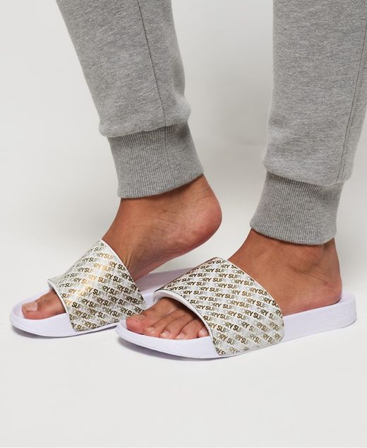 Chancla de pala con letras branding doradas Superdry Optic