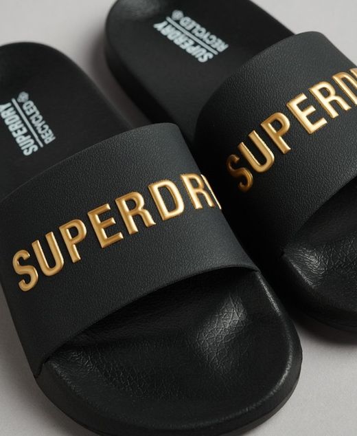 Chancla de pala con letras branding Superdry Black
