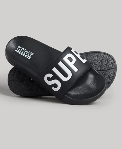 Chancla de pala con letras branding Superdry Black & White