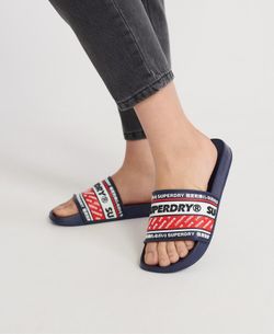Chancla de pala con letras branding vintage Superdry Dark Navy