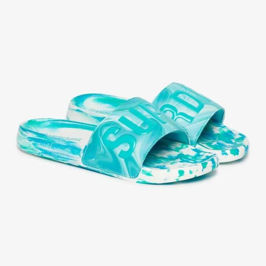 Chancla de pala con letras branding y efecto mármol Superdry Blue