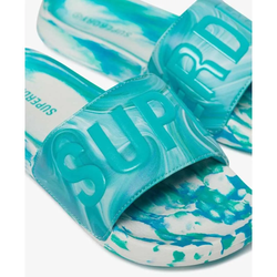 Chancla de pala con letras branding y efecto mármol Superdry Blue