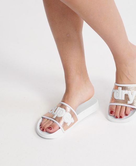 Chancla de pala con letras logotipo Superdry Rose