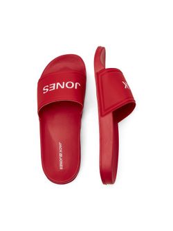 Chancleta piscina con letras branding Jack & Jones Barbados Cherry