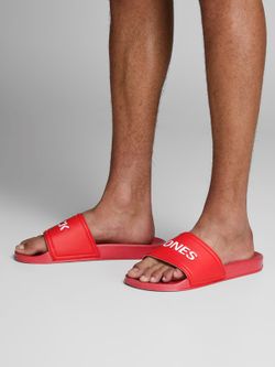 Chancleta piscina con letras branding Jack & Jones Barbados Cherry