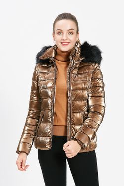 Chaqueta 2/4 con capucha alcochada con efecto brillo Cmp 55 Bronze