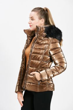 Chaqueta 2/4 con capucha alcochada con efecto brillo Cmp 55 Bronze