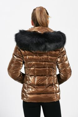 Chaqueta 2/4 con capucha alcochada con efecto brillo Cmp 55 Bronze
