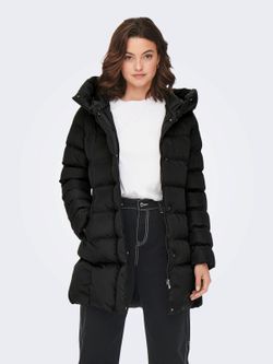 Chaqueta 3/4 alcochada con capucha Only Black