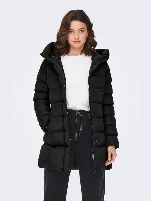 Chaqueta 3/4 alcochada con capucha Only Black