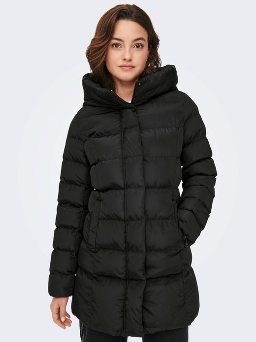 Chaqueta 3/4 alcochada con capucha Only Black