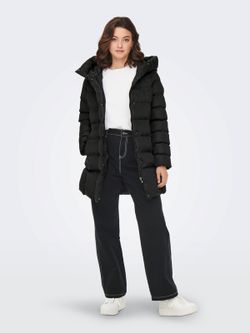 Chaqueta 3/4 alcochada con capucha Only Black