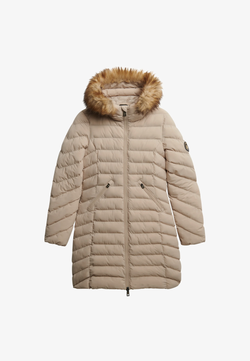 Chaqueta alcochada 3/4 con capucha con pelo Superdry Chateau Gray