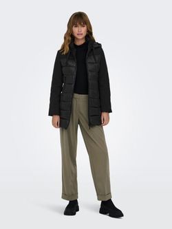 Chaqueta 3/4 con capucha combinada Only Black