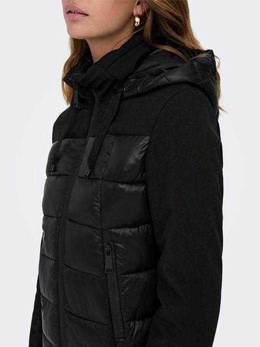 Chaqueta 3/4 con capucha combinada Only Black