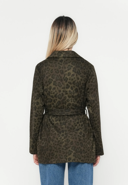 Chaqueta 3/4 con cinturón estampado animal print Only Kalamata