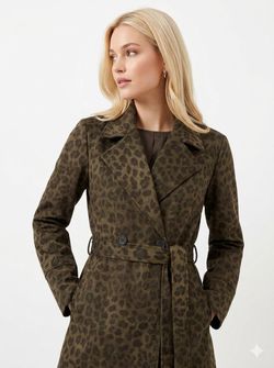 Chaqueta 3/4 con cinturón estampado animal print Only Kalamata