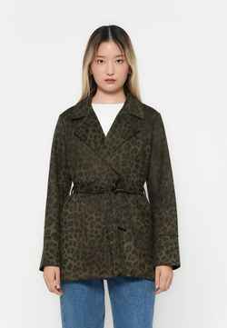 Chaqueta 3/4 con cinturón estampado animal print Only Kalamata