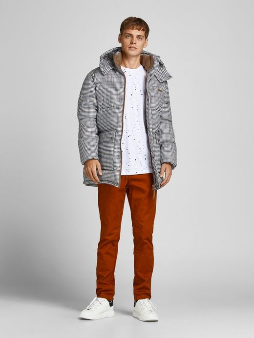 Chaqueta 3/4 con estampado pata de gallo Jack & Jones Cloud Dancer