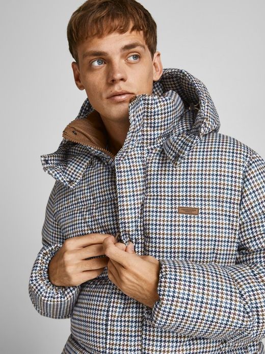 Chaqueta 3/4 con estampado pata de gallo Jack & Jones Cloud Dancer