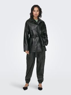 Chaqueta 3/4 polipel con cinturón Only Black