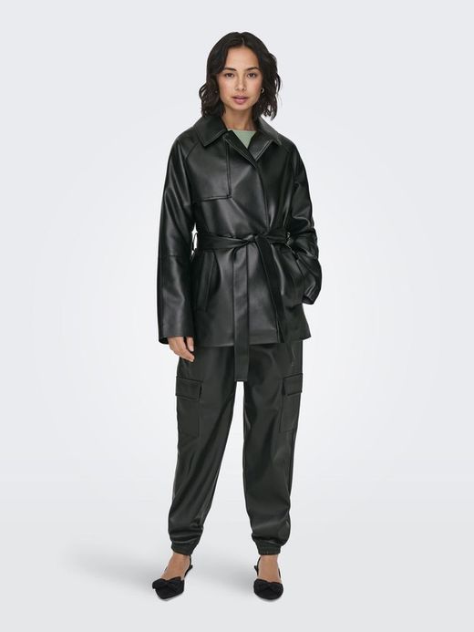 Chaqueta 3/4 polipel con cinturón Only Black