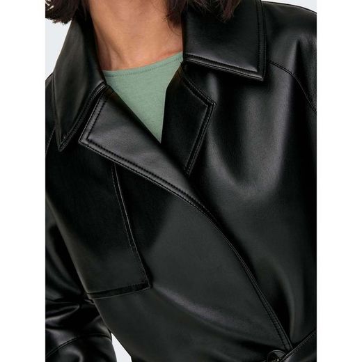 Chaqueta 3/4 polipel con cinturón Only Black