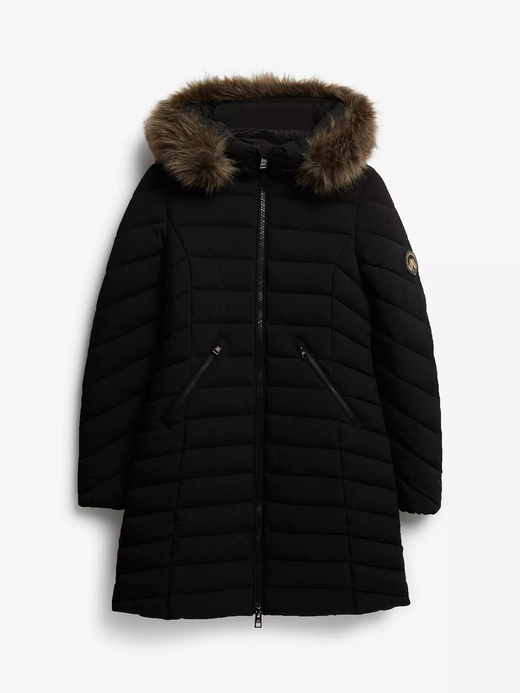 Chaqueta alcochada 3/4 con capucha con pelo Superdry Black