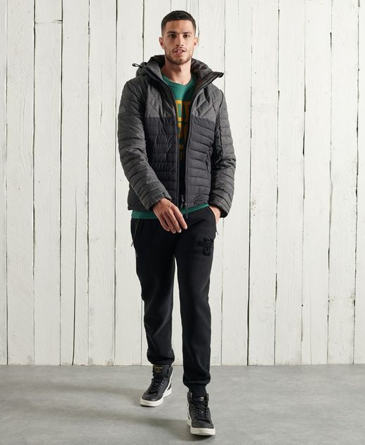 Chaqueta alcochada combinada con capucha Superdry Charcoal
