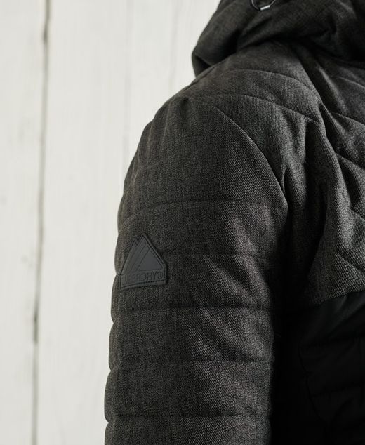 Chaqueta alcochada combinada con capucha Superdry Charcoal