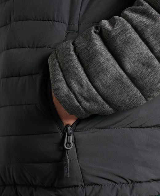 Chaqueta alcochada combinada con capucha Superdry Charcoal