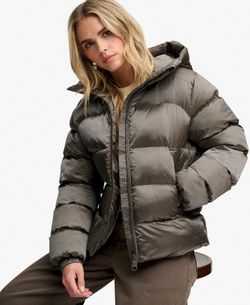 Chaqueta alcochada con capucha de efecto metalizado Superdry Deep Lichen