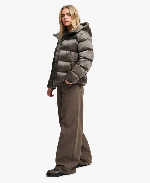 Chaqueta alcochada con capucha de efecto metalizado Superdry Deep Lichen