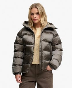 Chaqueta alcochada con capucha de efecto metalizado Superdry Deep Lichen