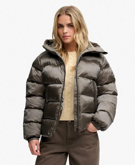 Chaqueta alcochada con capucha de efecto metalizado Superdry Deep Lichen