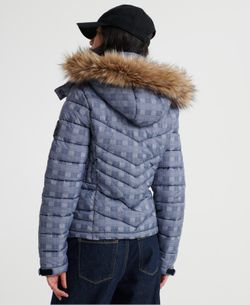 Chaqueta alcochada con capucha y pelo Superdry Navy