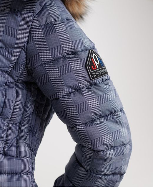 Chaqueta alcochada con capucha y pelo Superdry Navy